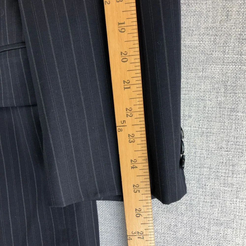 Hickey Freeman Blazer‎ Loro Piana Tasmanian 120s Wool Navy Pinstripe Jacket 41L